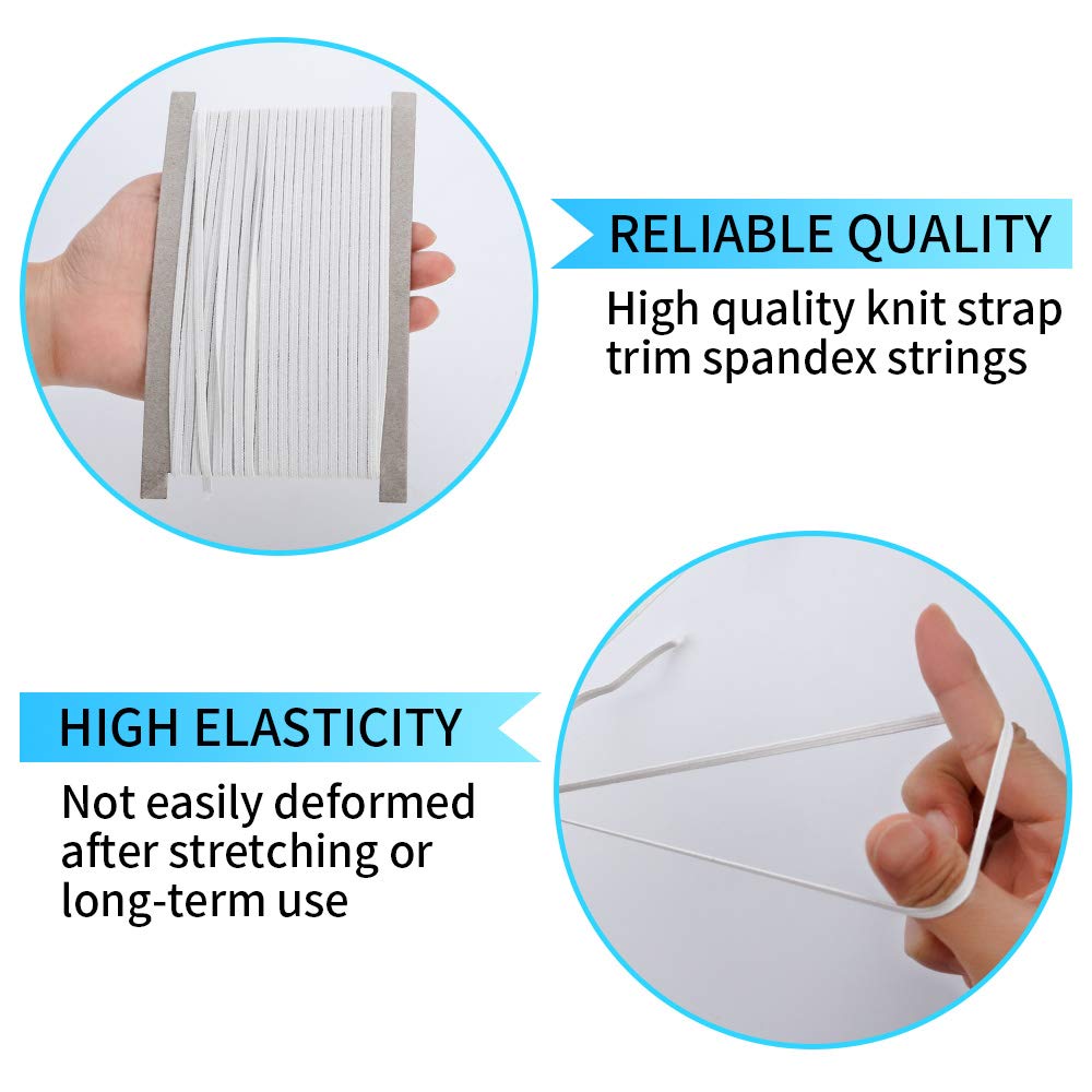 Elastic Band for Sewing, 1/8 Inch x 12 Yard High Elasticity Sewing Elastic Bands for Waistbands Pants Clothes and Crafts DIY, White