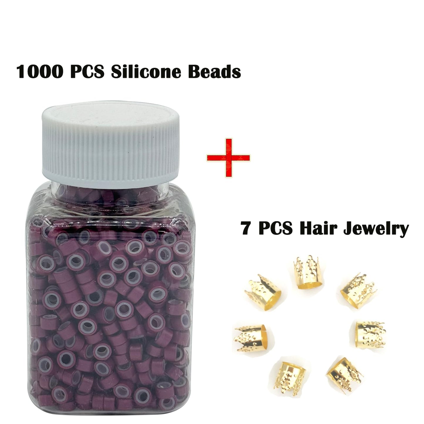 Flosius 1000 Pcs Hair Extension Beads 5mm Silicone Micro Rings Links Beads for I Tip Human Hair Extensions Tool (Bug)