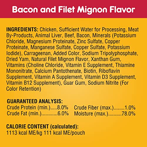 Pedigree Chopped Ground Dinner Dog Food 18-Count Bacon Filet Mignon Variety Pack, 3.5 oz. Pouches