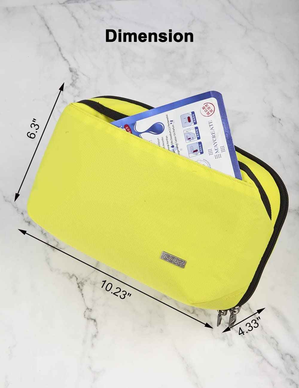 GOX Travel Toiletry Bag For Men, Dry Wet Separate Travel Toiletry Bag, Dopp Kit Case For Travel, Cosmetics Organizer Pouch (Lemon Lime)