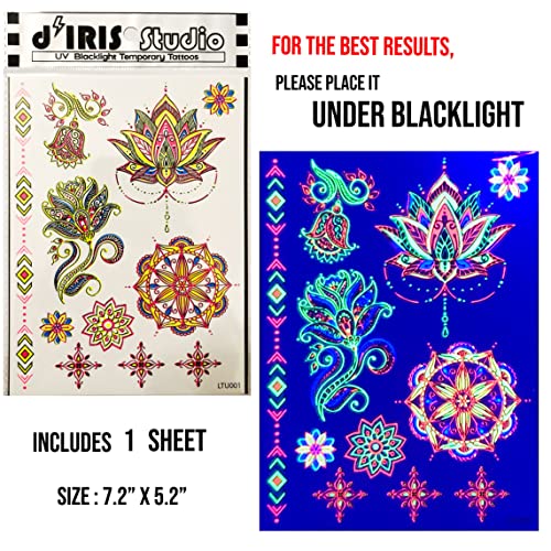 UV Glow Temporary Tattoos for Blacklight Parties