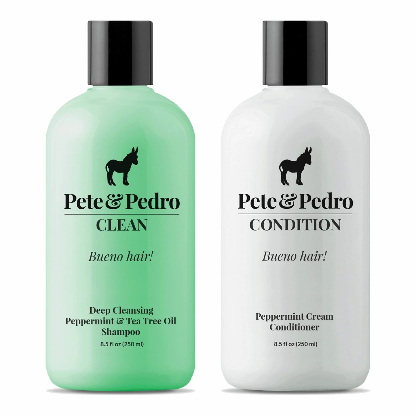 Pete & Pedro CLEAN & CONDITION SET, Tea Tree Oil Shampoo & Peppermint Cream Conditioner Haircare Kit | Deep Cleansing & Conditioning, Dandruff Repair For Men & Women | Seen on Shark Tank, 8.5 oz Each