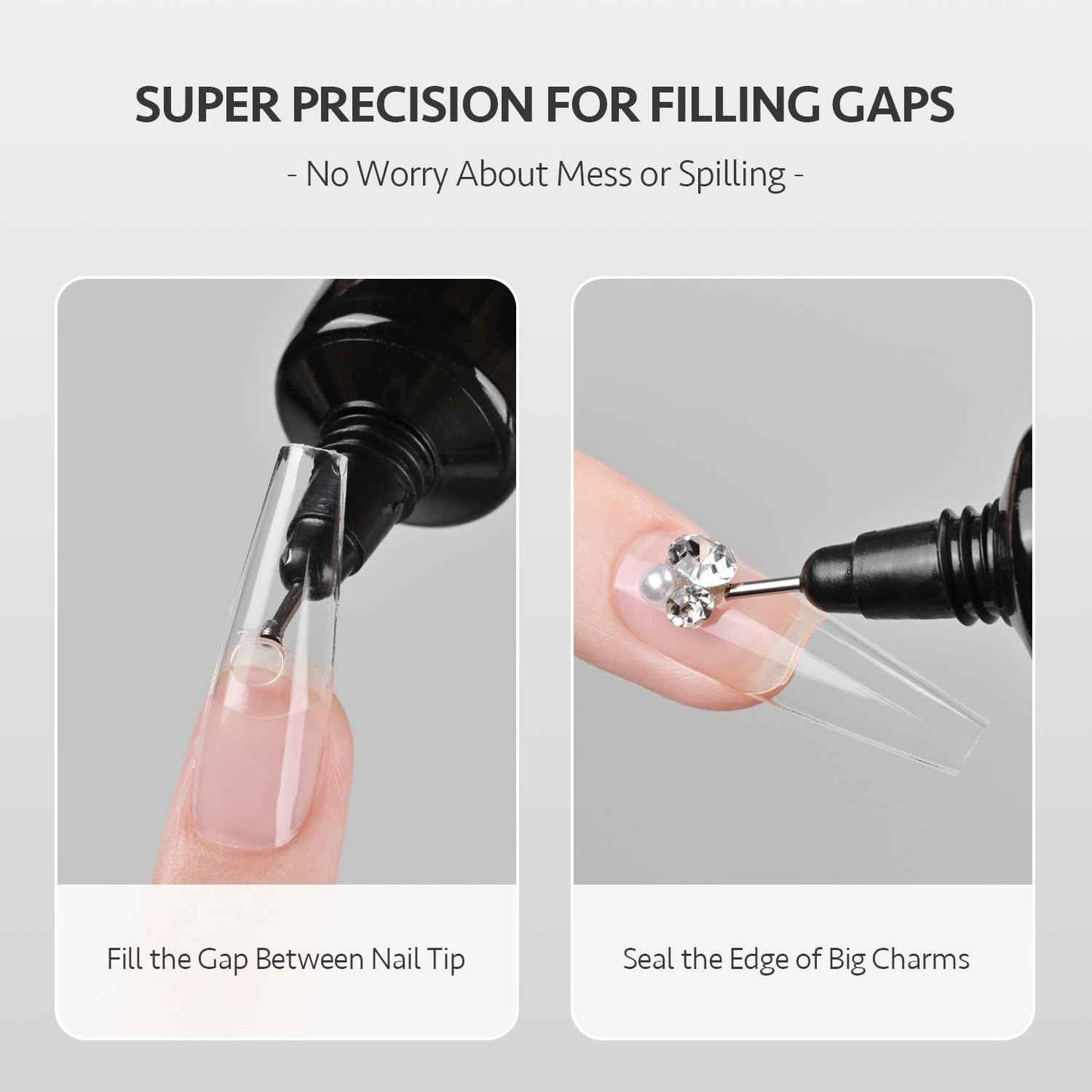 GAOY Multi-Functional Rhinestone Glue, Strong Adhesion 3D Gel Nail Art Glue for Nail Charms, Gems and Jewels Decoration, 15g No Wipe UV Light Cure