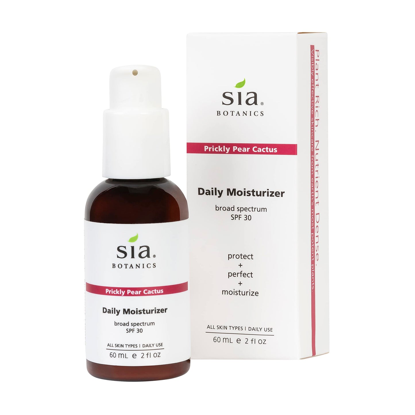 Sia Botanics Prickly Pear Daily Facial Moisturizer - SPF 30 (59ml/2oz Pump Bottle) | Face Sunscreen w/Prickly Pear, Sweet Orange, Lavender | Natural, Clean, Botanical Skincare for Women