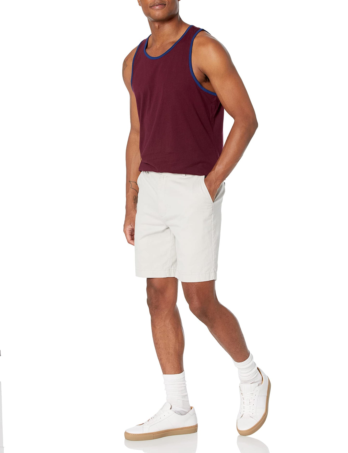 Amazon Essentials Men's Regular-Fit Tank Top, Blue Burgundy, X-Small