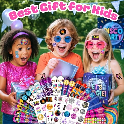70s Disco Party Set - 48 Temporary Tattoos & 24 Slap Bracelets