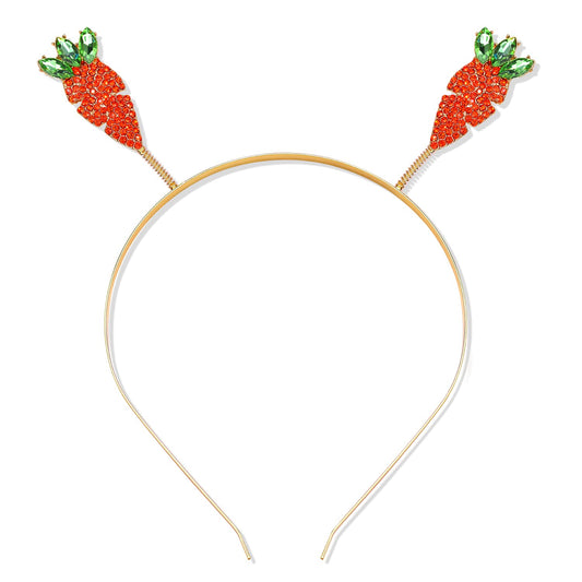 UYT Easter Headbands Rhinestone Carrot Boppers Headband for Women Kids Bunny Food Radish Hair Hoop Easter Costume Party Hair Accessories