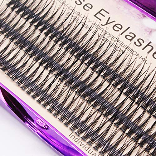 Bodermincer 12D Fishtail Lash Clusters D Curl 120pcs Natural Wispy Eyelashes Extensions (14mm)