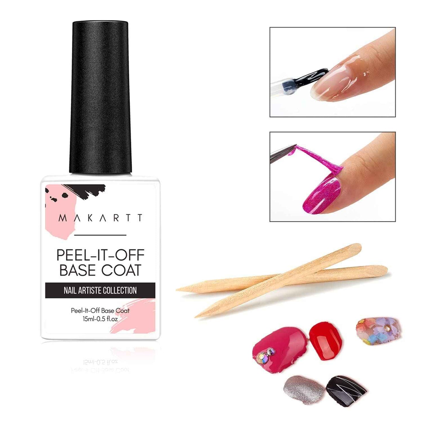 Makartt Nail Primer Natural Nail Dehydrator Primer for Acrylic Nails Gel Polish Bundle Peel Off Base Coat, 15ml UV Gel Base Coat Nail Polish Peelable Base Gel