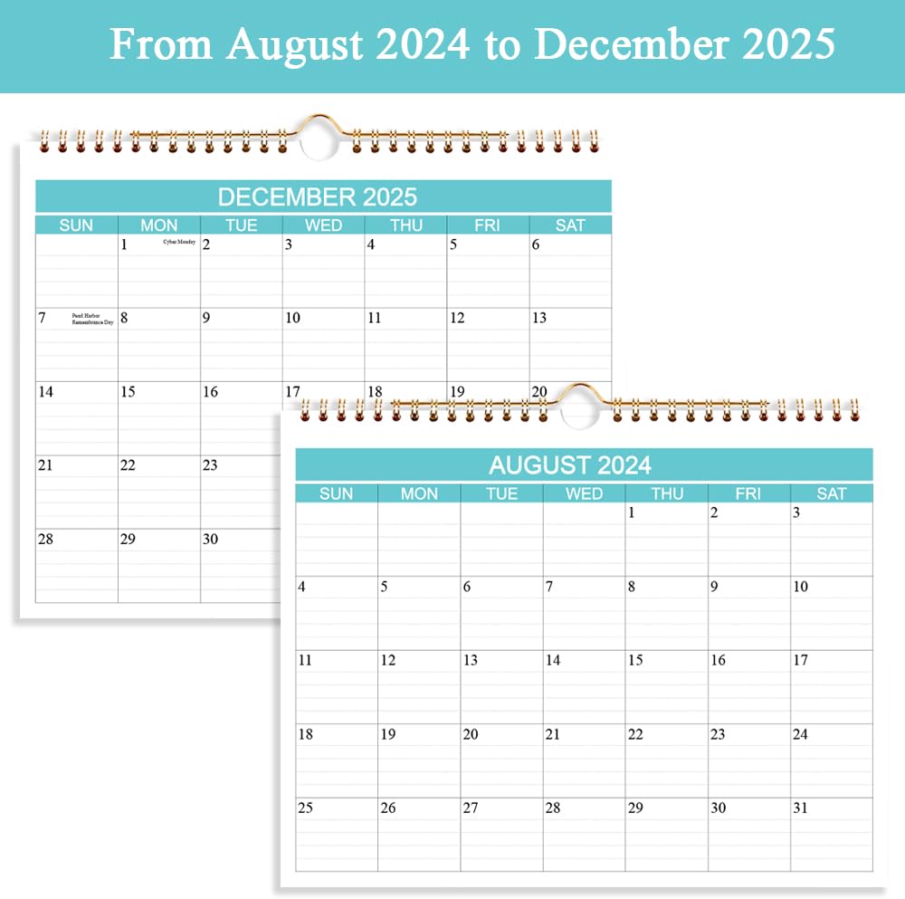 Calendar 2024-2025 - Wall Calendar Runs from Sep 2024 to Dec 2025-16 Monthly Calendar with Thick Paper for Planning and Organizing for Home or Office, Calender Planner, 8.5 x 11 In 2024 25 Calendars