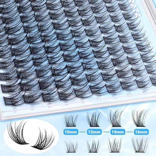 Natural Lash Clusters Wispy Eyelash Clusters 110Pcs Cluster Eyelash Extensions C Curl Individual Lashes 10-16MM Mix Length Natural Look Lashes Clusters with Thin Lash Band, Black