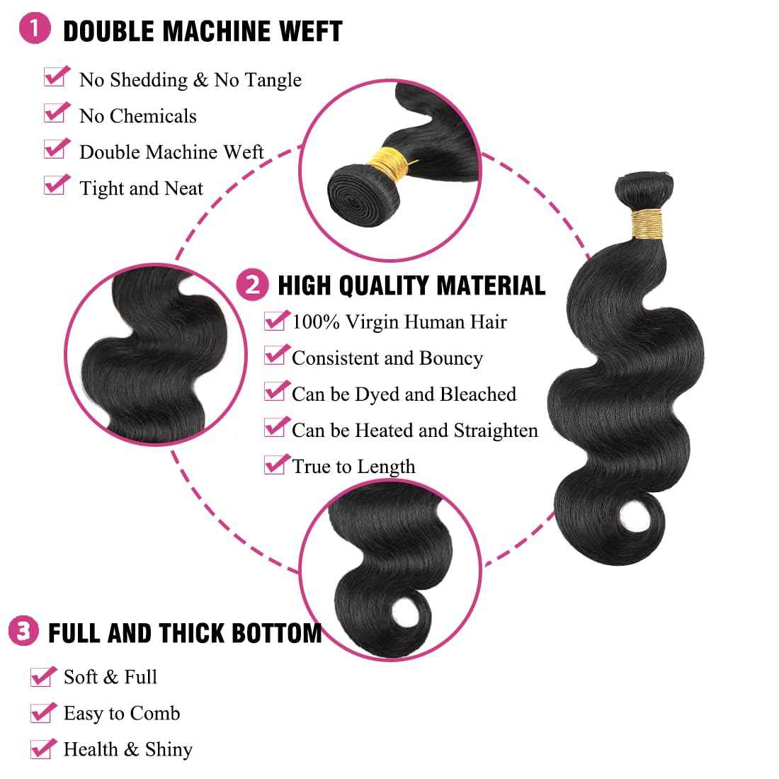 Human Hair Bundles Brazilian Body Wave One Bundle 18inch 12A 100% Unprocessed Virgin Body Wave Quick Weaves Raw Human Hair Bundles Deals Natural Black