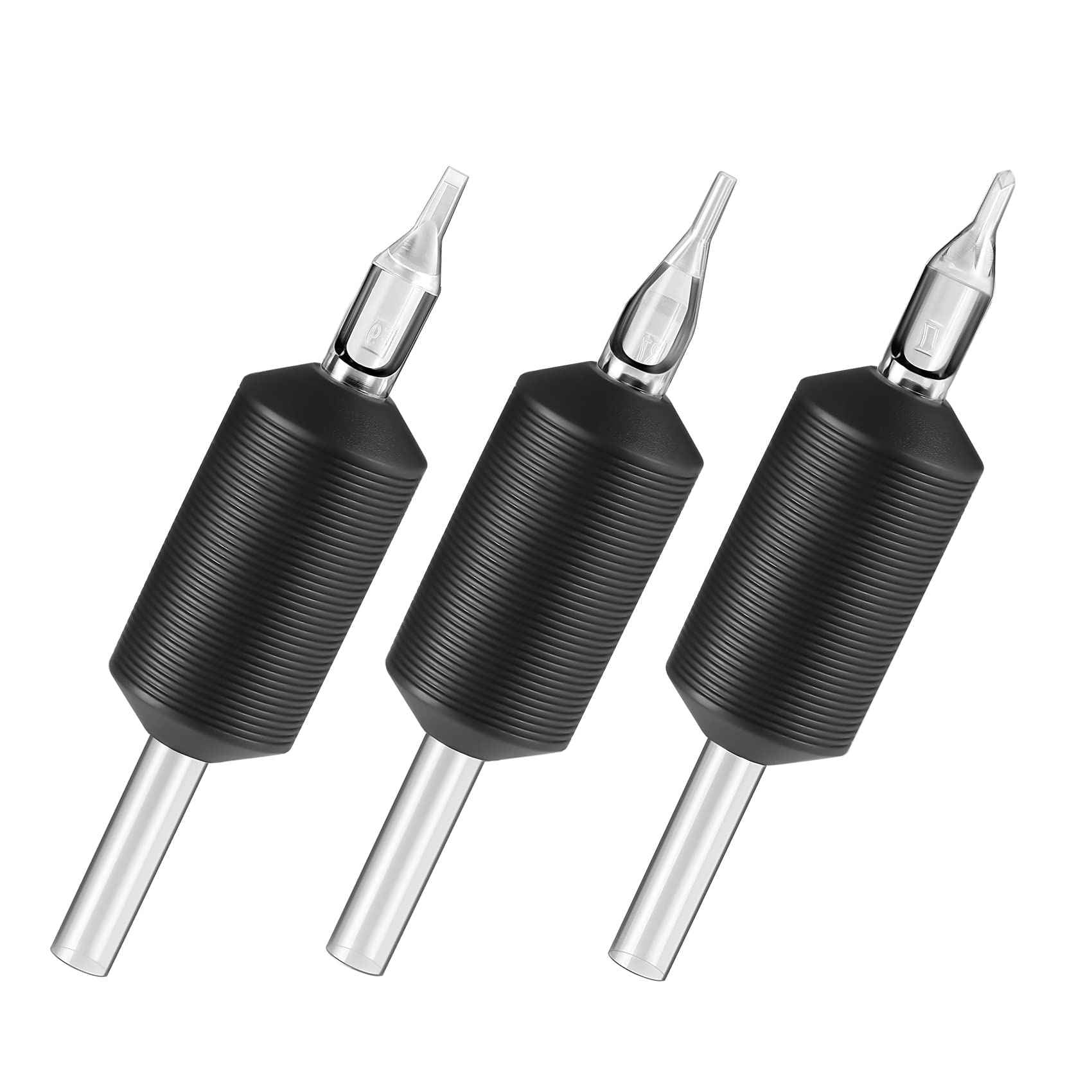 Keilend 5RT Clear Tube Grips 25PCS, 1 Inch Disposable Tube Grip with Black Silicone Grips and Clear Long Tips, 5 Round Tubes for 3RL 4RL 5RL 3RS 4RS 5RS