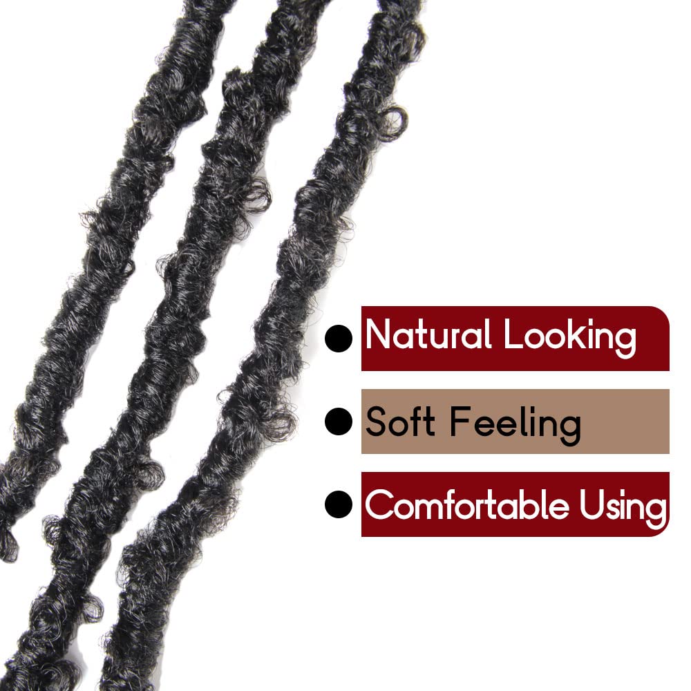 BOHOBABE 18 Inch Light Weight Butterfly Locs Crochet Hair 8 Packs Long Black Distressed Butterfly Faux Locs Crochet Hair, 2#