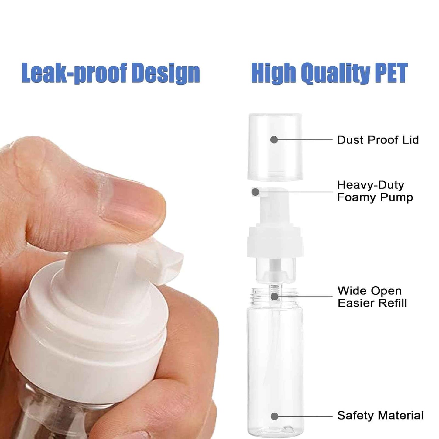 MIUXIA 4PCS 2OZ Foam Pump Bottle Soap Dispenser 60ml Foaming Spray Bottle Mousse Transparent Empty Travel Reusable Refillable Cosmetic Pump Dispenser Toiletries Shampoo Lotion