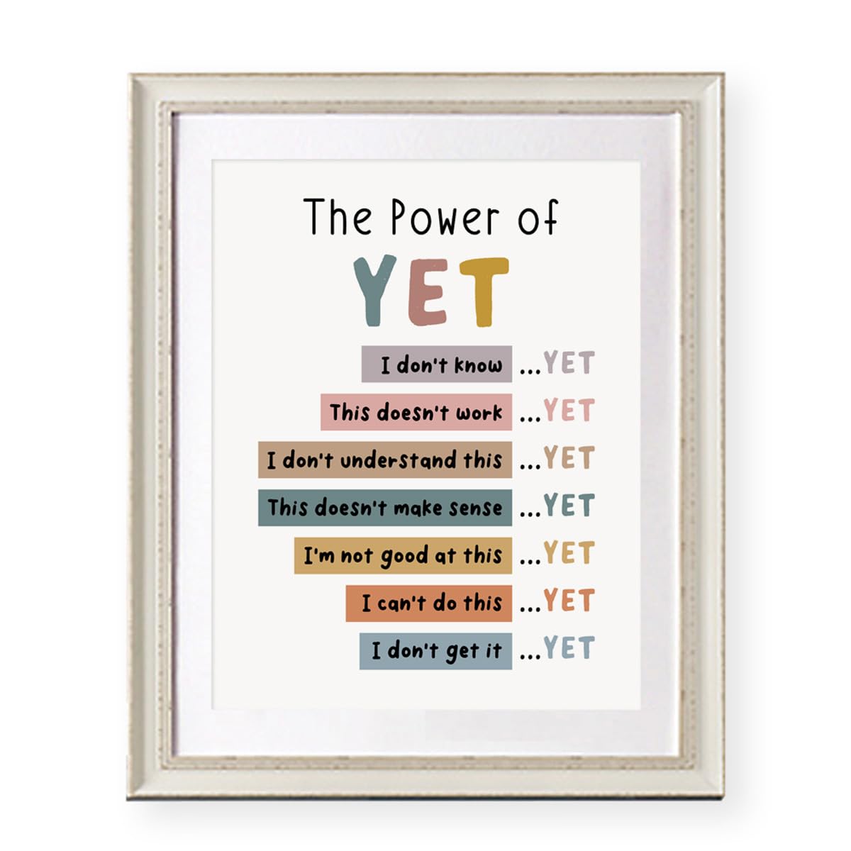 The Power of Yet Print Therapy Office Decor Poster Kids Room Wall Decor Boho Classroom Growth Mindset Mental Health Poster Classroom Decor School Counselor Power of Now Unframed (8x10 inches)