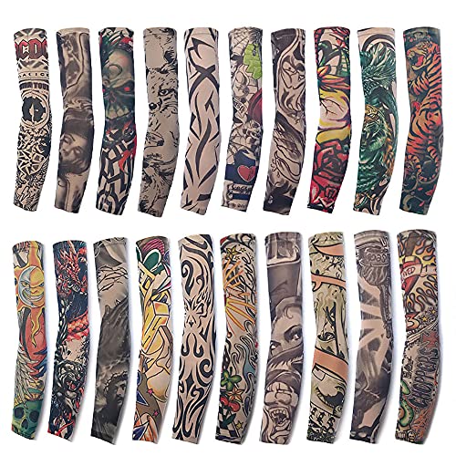 Temporary Tattoo Arm Sleeves – 12pcs Compression UV Protection