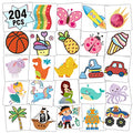 Partywind Temporary Tattoos for Kids, 204 Sheets