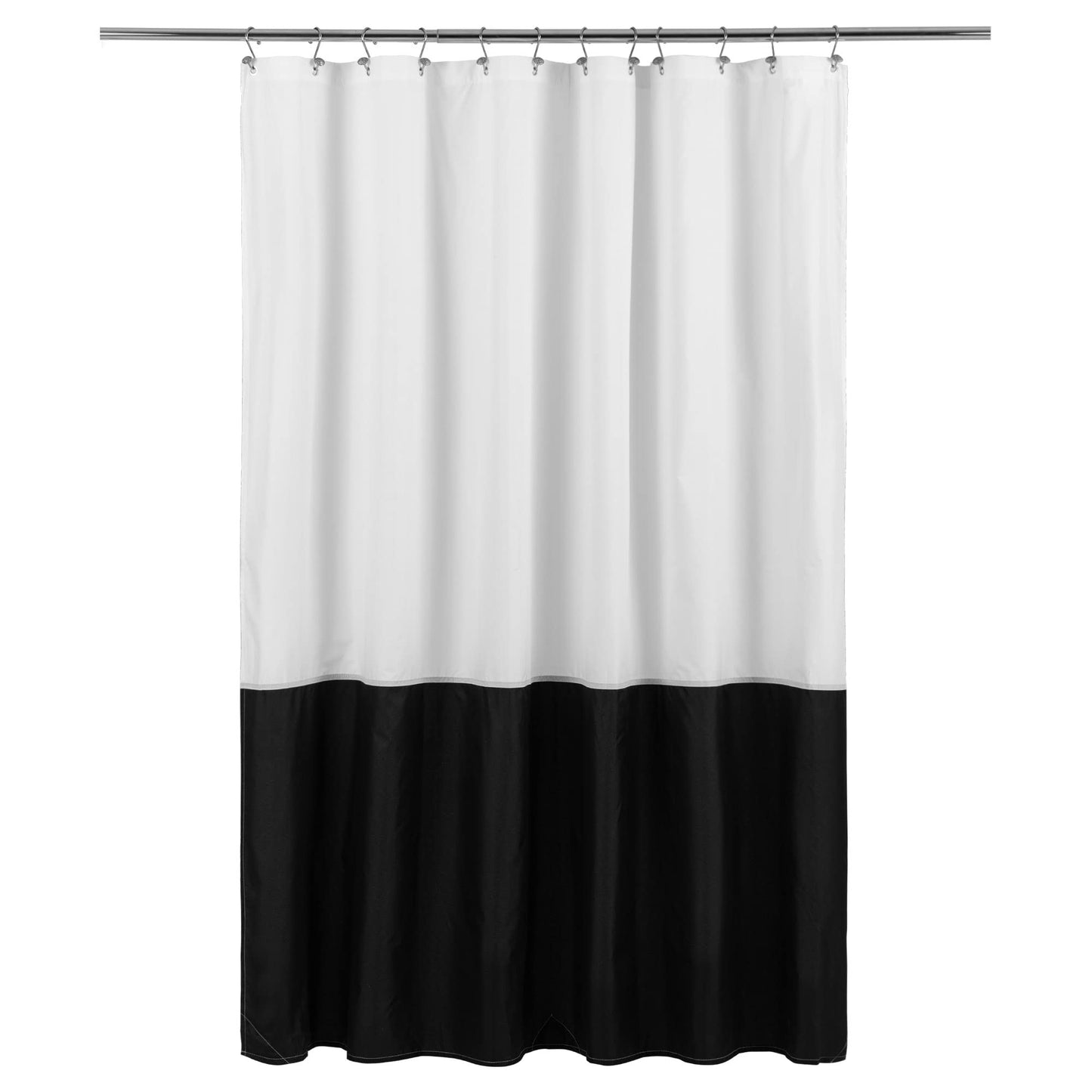 Waterproof Fabric Shower Curtain Liner - Soft & Light-Weight Cloth Shower Curtain with 3 Bottom Magnets, Hotel Quality & Machine Washable - Standard Size 72x72, Color Block Black and White