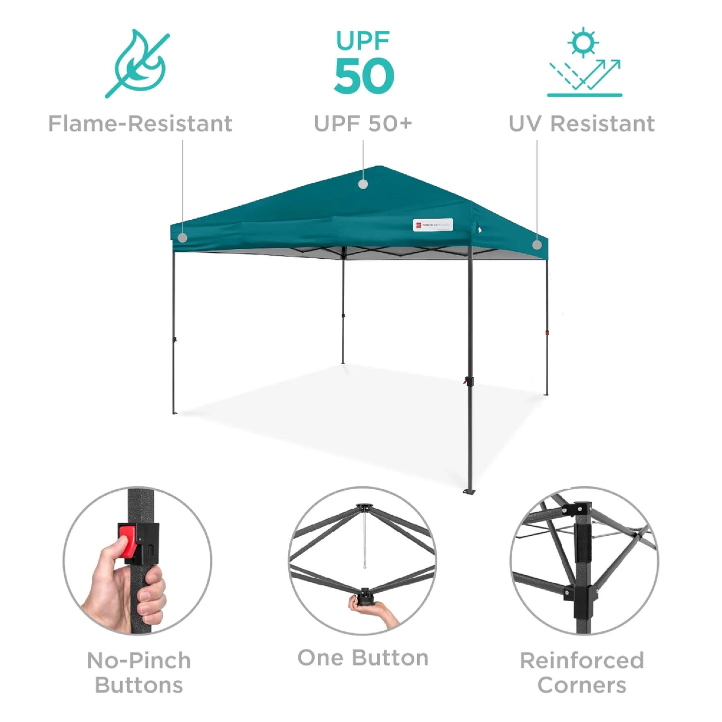 Best Choice Products 8x8ft 1-Person Setup Pop Up Canopy Tent Instant Portable Shelter w/ 1-Button Push, Case, 4 Weight Bags - Cerulean