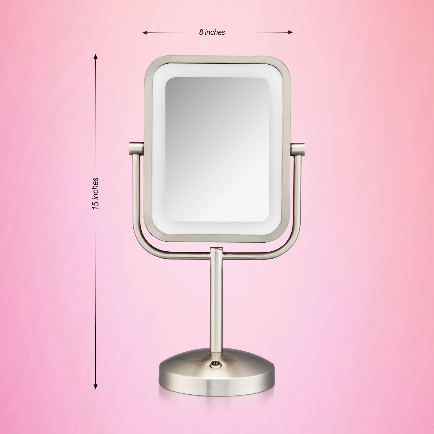 Conair Lighted Makeup Mirror, LED Vanity Mirror, 1X/8X Magnifying Mirror, Battery Operated in Brushed Nickel