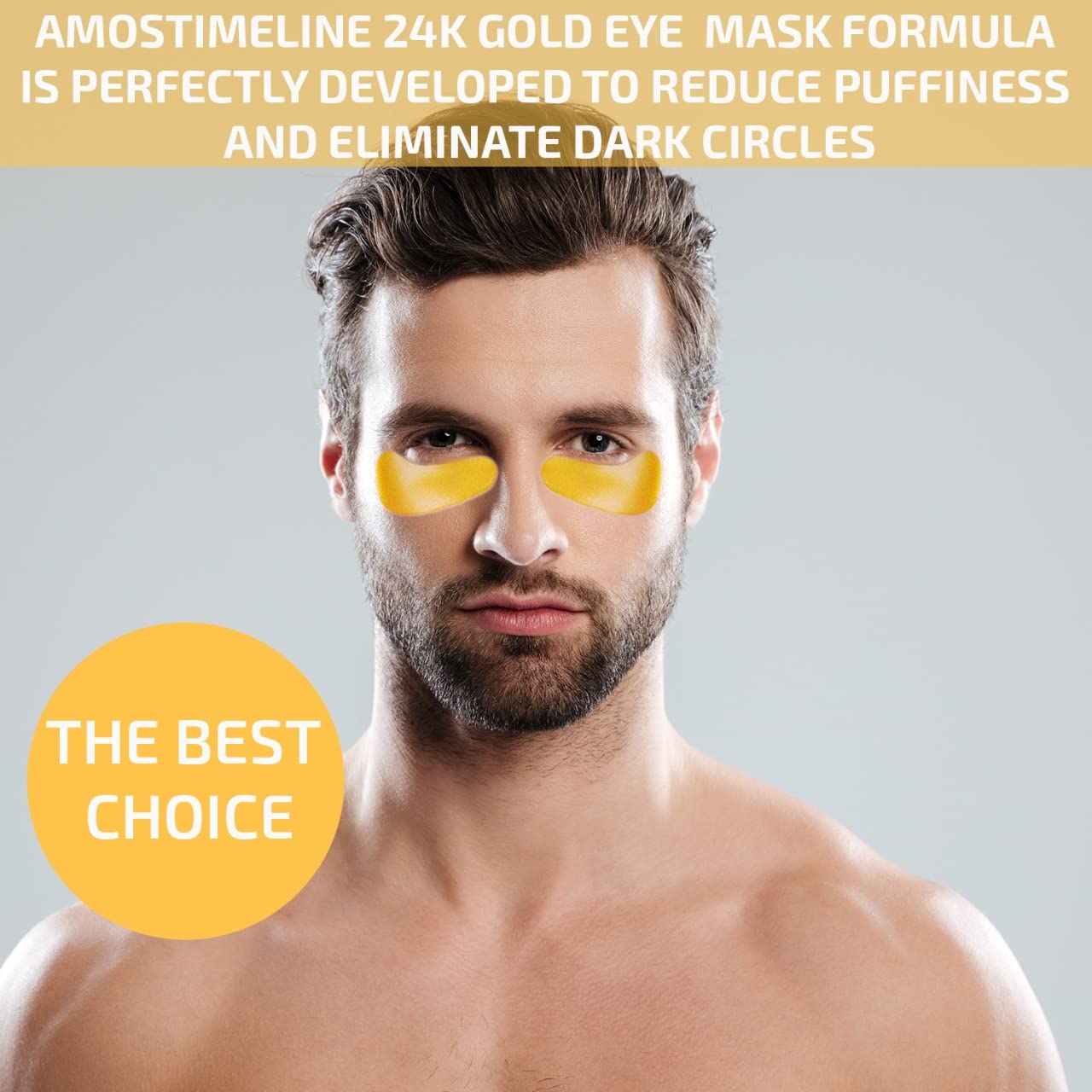 AMOSTIMELINE 24K Gold Eye Masks for Dark Circles and Puffiness (6 Pairs) with Collagen, Aloe Vera & Hyaluronic Acid-Anti-Aging Under Eye Patches for Dark Circles and Puffiness-Reduce Wrinkles