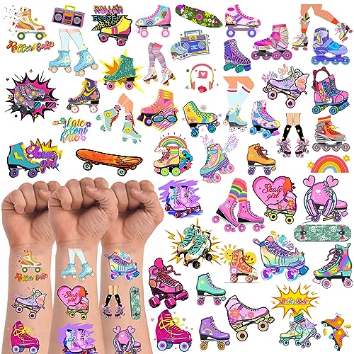 Roller Skate Temporary Tattoos,20 Sheets 200 Pieces Roller Skate Themed Tattoos Stickers Party Decoration Supplies for Adults