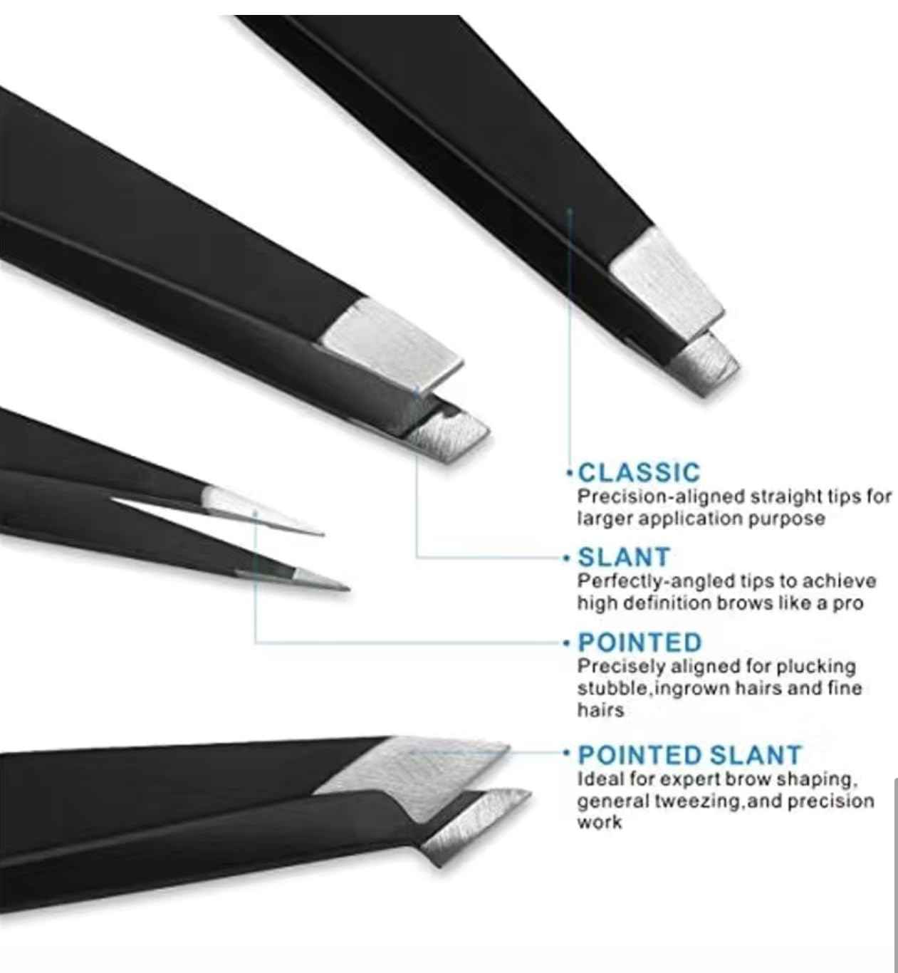 Top Notches Tweezer Set - High Grade Tweezers For Women And Men, Perfect For Eyebrows Facial Hair Ingrown Hair And Splinter Removal