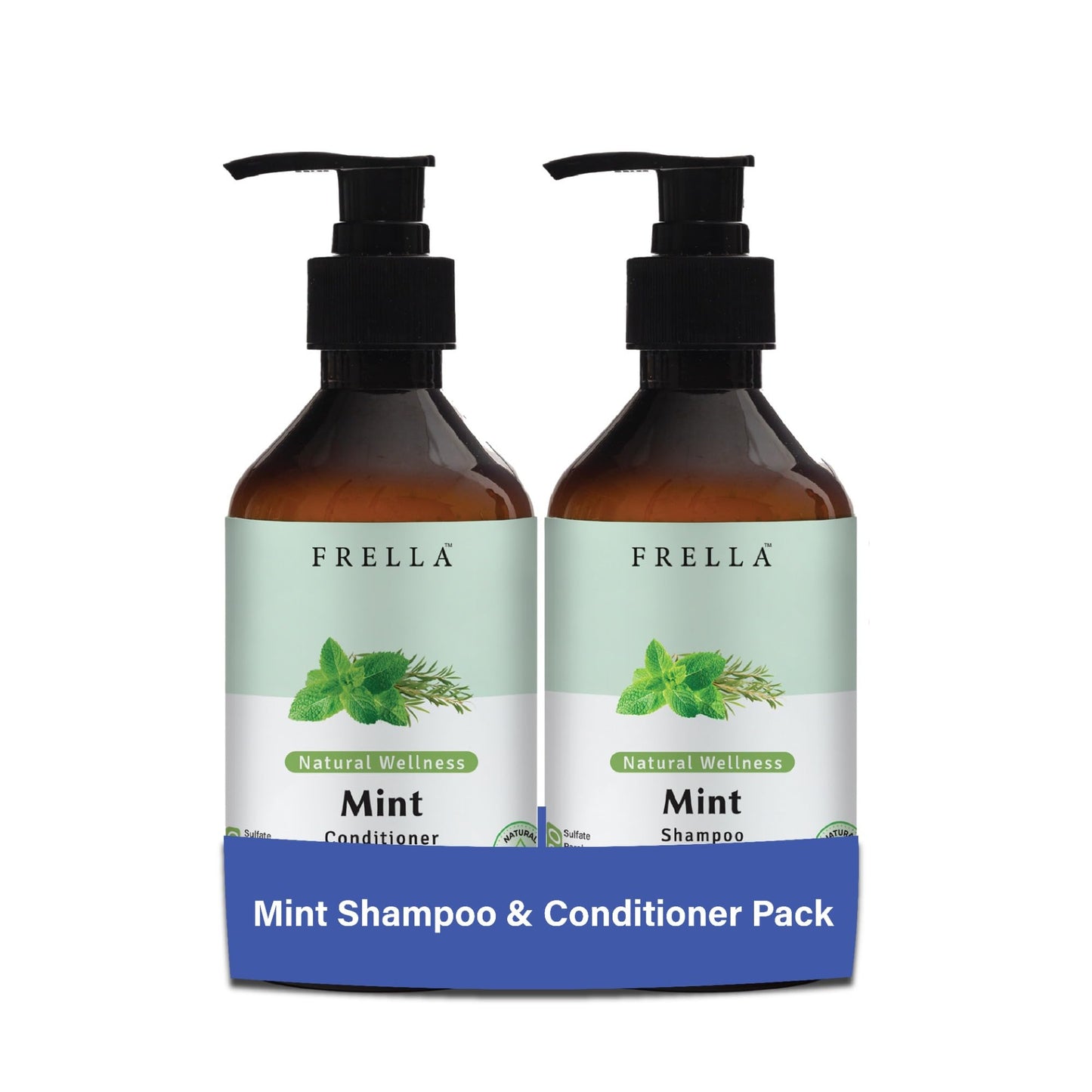 Frella Mint Shampoo and Conditioner Set, with Tea Tree and Peppermint Oils