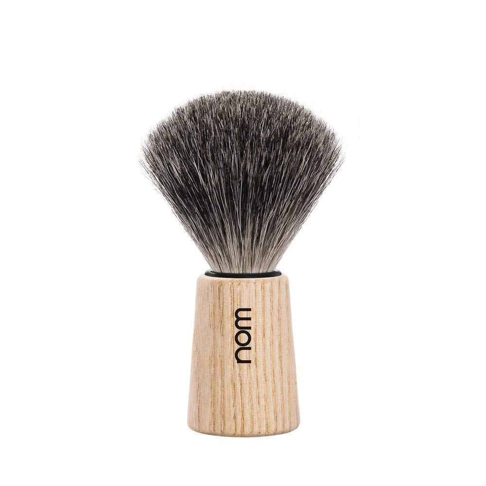NOM Theo Shaving Brush | Pure Badger Shave Brush for Shaving soaps and creams | Exfoliating Shaving Brush| Pure Ash handle