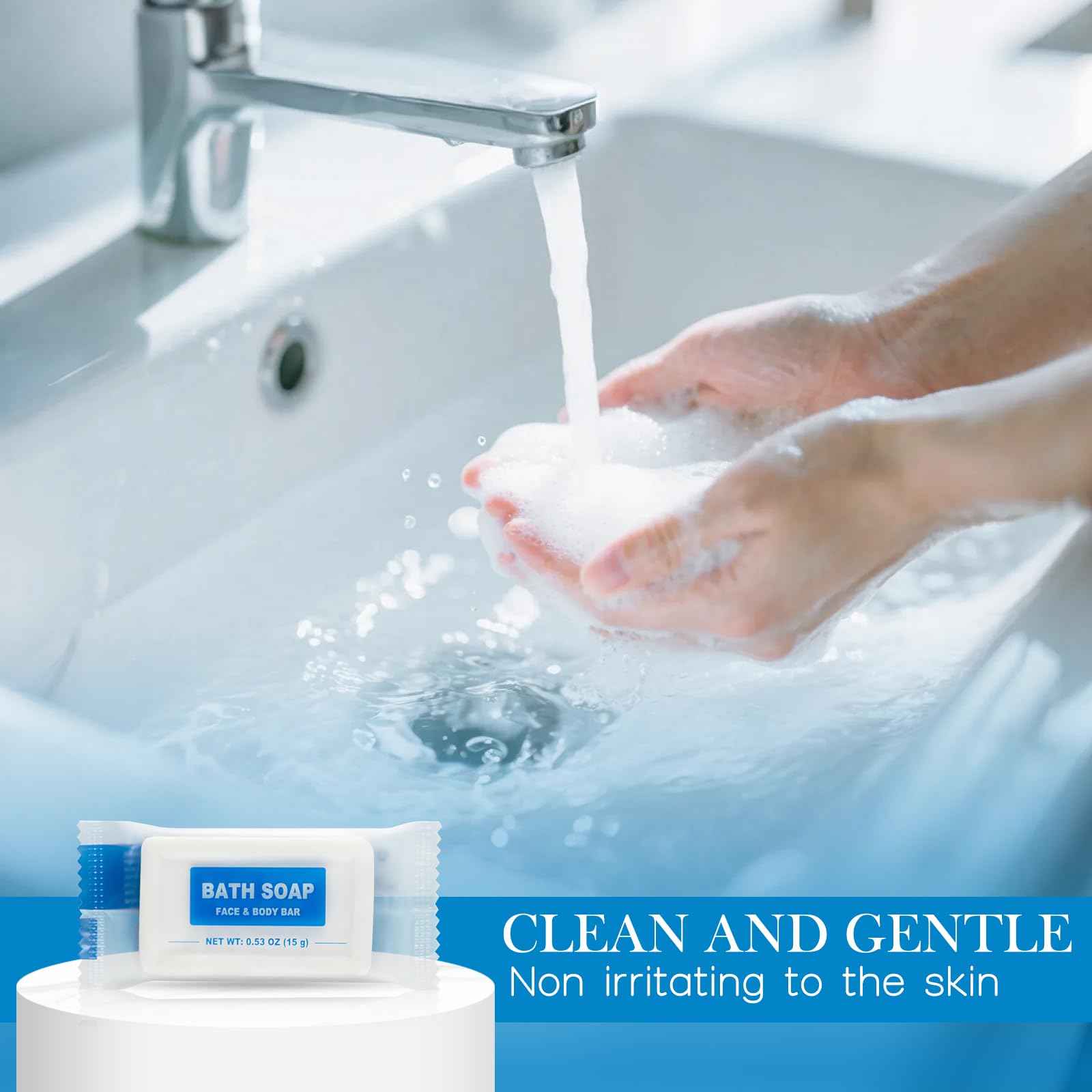 HAIFOTRVA 100 Pack Mini Travel Size Bar Soap Bulk,0.53 oz/15 grams Individually Wrapped Small Disposable Hotel Soap Bars Toiletries for Church,Homeless Gifts,Bathroom,Guest