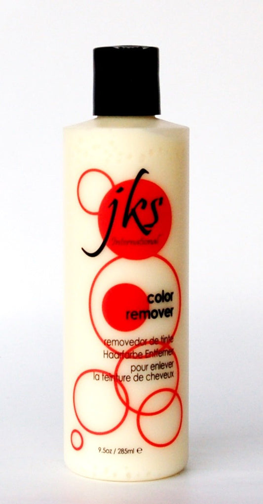 JKS Hair Color Remover from skin, removes fast and the bottle last 3 times longer than same size bottle by other brands