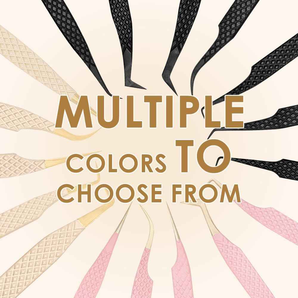 Beeutemaker Beige Fiber Tip Lash Tweezers for Eyelash Extensions – F Shape for Isolation, Professional Precision Tweezers for Lash Technicians