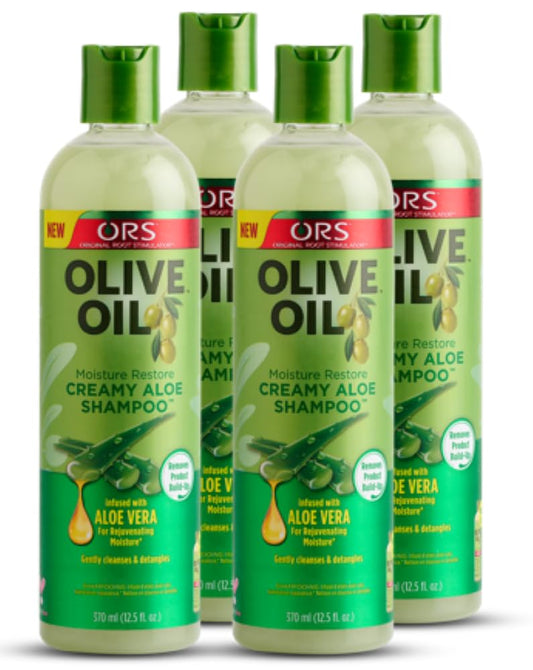 ORS Olive Oil Moisture Restore Creamy Aloe Shampoo Infused with Aleo Vera 12.5 Ounce (Pack of 4)