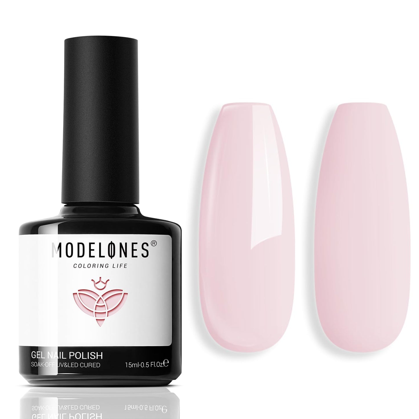 Modelones Pink Gel Nail Polish, 15 ML Baby Pink Gel Polish Light Soft Pink Pastel Pink Nail Polish Soak Off Summer Nail Art Gel Design Manicure Salon DIY Home Gift for Women Girlfriend Girls