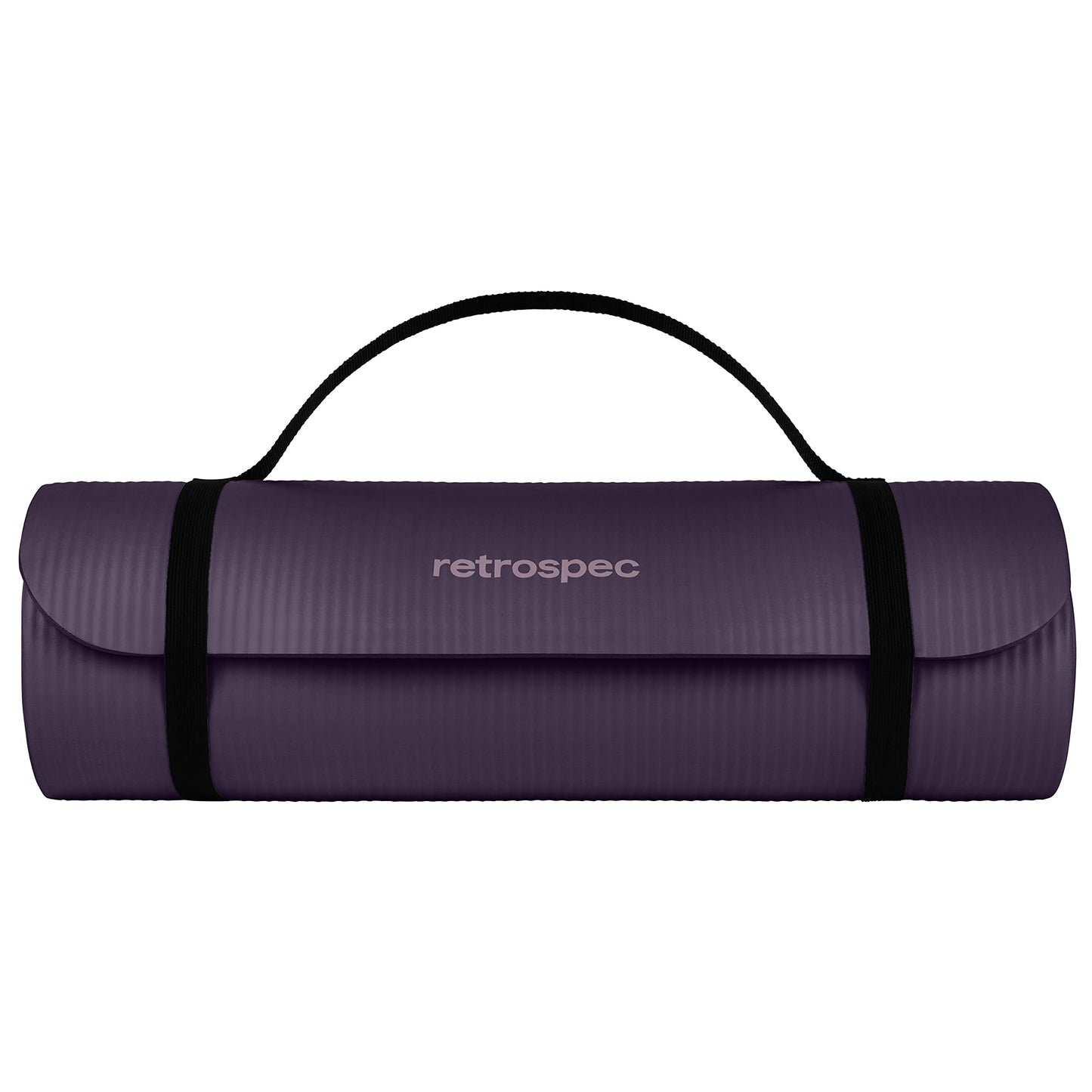 Retrospec Solana Yoga Mat 1" Thick w/Nylon Strap for Men & Women - Non Slip Exercise Mat for Home Yoga, Pilates, Stretching, Floor & Fitness Workouts - Eggplant