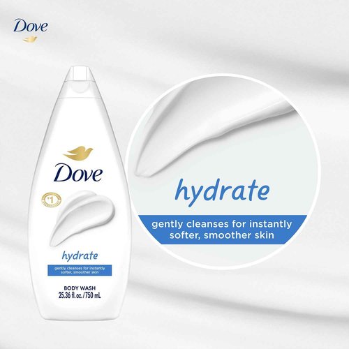Dove Body Wash Hydrate 4-Pack – Moisturizing Cleanser for Smooth, Soft Skin, 25.3 Oz Ea