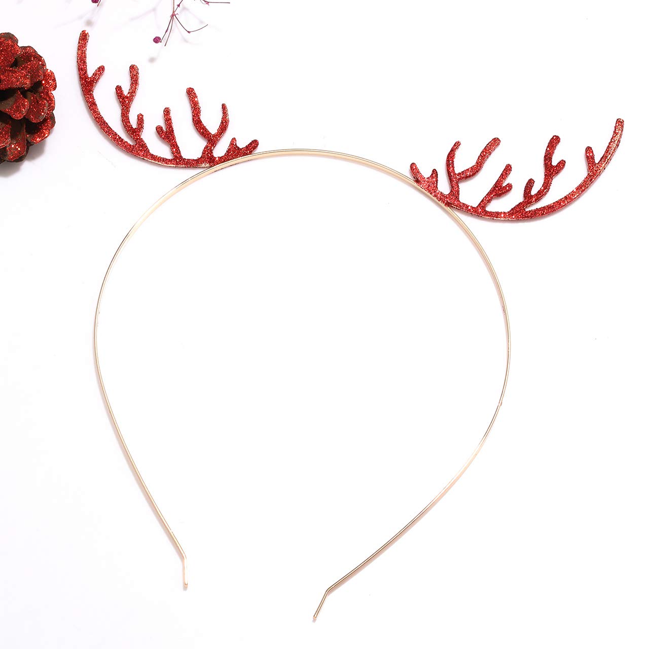 Christmas Headband for Women Xmas Cute Reindeer Antlers Snowflake Bow Metal Headwear Hair Hoops Bulk Funny Christmas Cosplay Party Favor Accessories for Girls Adults (gold christmas headbands)