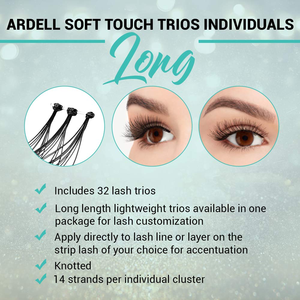 Ardell False Eyelashes Soft Touch Trios Individuals Long Black 4 Pack