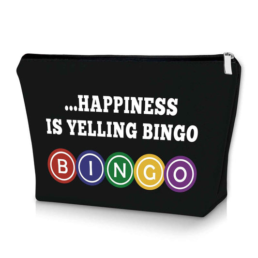 Sazuwu Bingo Gifts for Women Makeup Bag Funny Gifts for Bingo Lovers Bingo Player Gifts Cosmetic Bag Gambling Birthday Gift Bingo Themed Gifts Lucky Bingo Birthday Christmas Gift Travel Pouch, Black