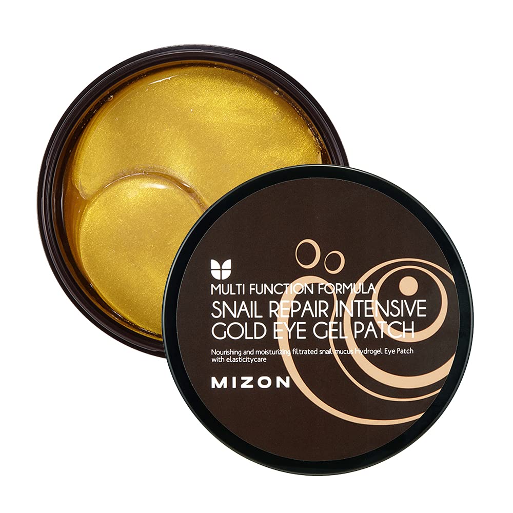 MIZON 24K Gold and Snail Mucin Hydrogel Under Eye Patches, for Puffy Eyes, Dark Circles, Moisturizing, Fine Lines, Korean Skincare Pack of 2-60 Pairs Total