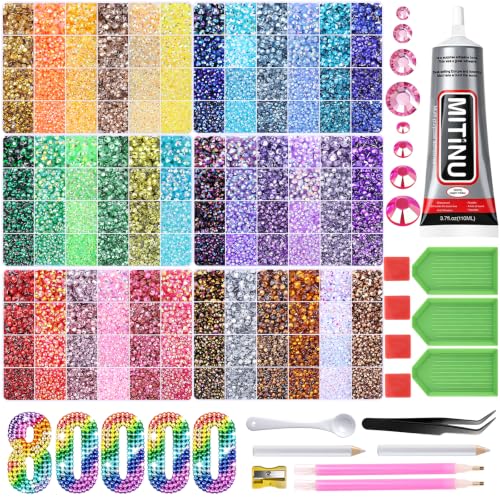 80000Pcs 3/4/5/6mm Resin Jelly Rhinestones for Bedazzling, 36 Colors