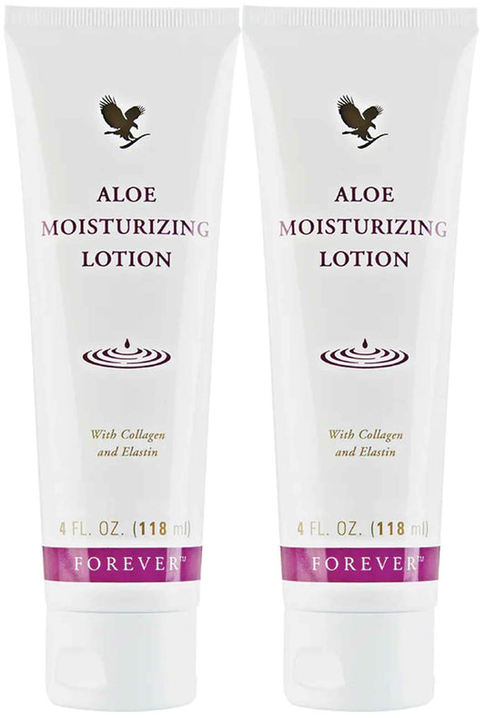 Forever Living - Aloe Moisturizing Lotion Duo - Deep Hydration with Collagen - Silky Smooth Texture - Gluten-Free Hand and Body Formula Pack of 2
