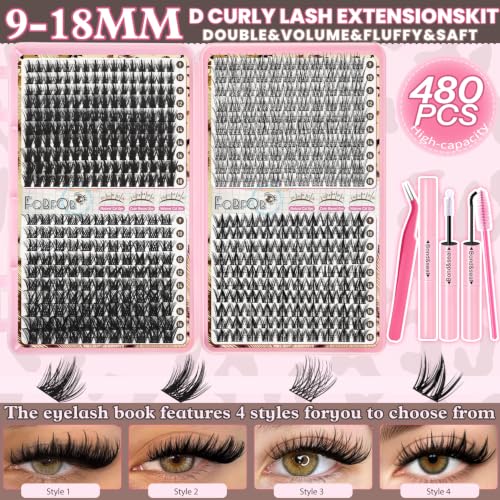 480Pcs Spiky Manga Lash Clusters Kit - 9-18mm DIY Eyelashes