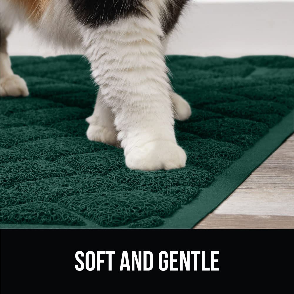 The Original Gorilla Grip Water Resistant Cat Litter Box Trapping Mat, Easy Clean, Textured Backing, Traps Mess for Cleaner Floors, Less Waste, Stays in Place for Cats, Soft on Paws, 24x17 Green