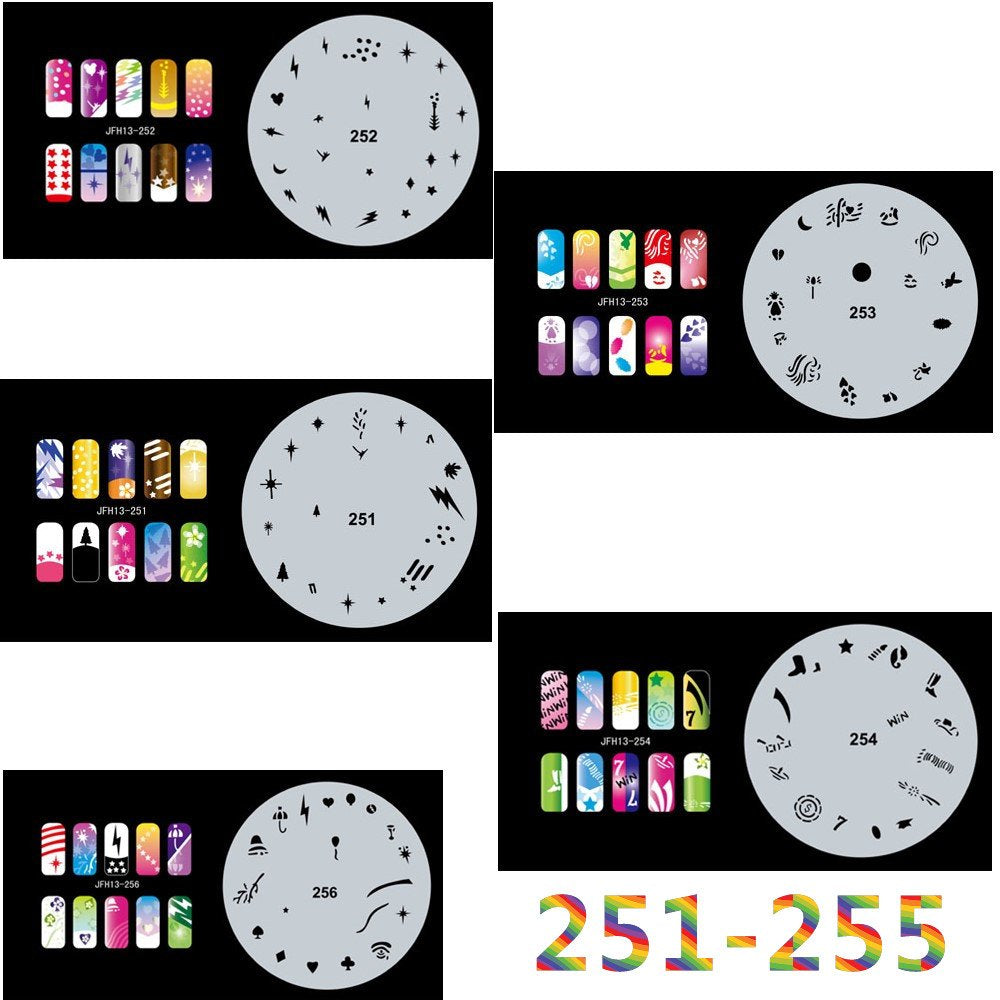 BUYTER Manicure Stencils Tools DIY Design Airbrushing 20 Pieces Reusable Nail Paint Template Sheet