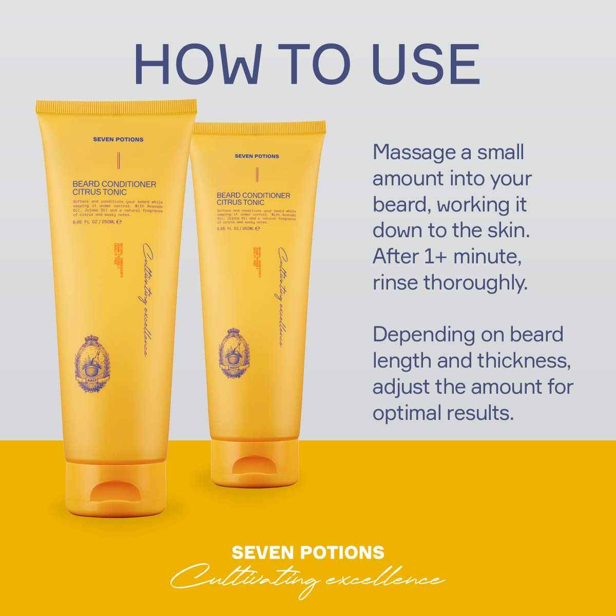 SEVEN POTIONS Beard Conditioner for Men – Prevents Beard Itch and Dandruff – Natural, Vegan, Cruelty Free (Citrus Tonic, 8.45 FL OZ)