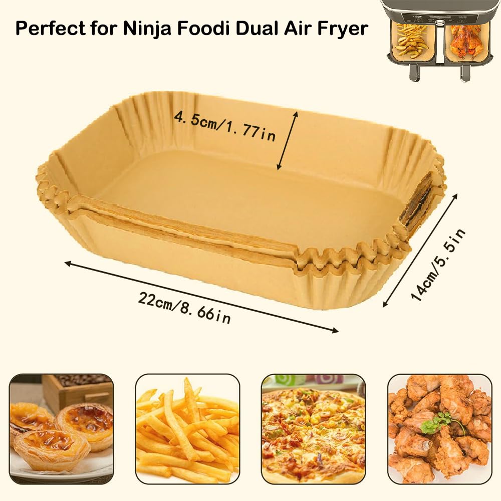 Air Fryer Disposable Paper Liner, 125PCS Non-stick Air Fryer Liners Disposable, Baking Paper for Air Fryer Oil-proof, Water-proof, Food Grade Parchment for Baking Roasting Microwave (125Pcs-8.7*5.5")