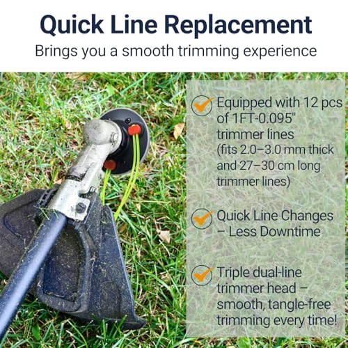 SIMUSI Grey & Black Universal Weed Eater Head with 12 Trimmer Lines, Easy Load Replacement for Echo, Ego, Dewalt, Stihl, Husqvarna