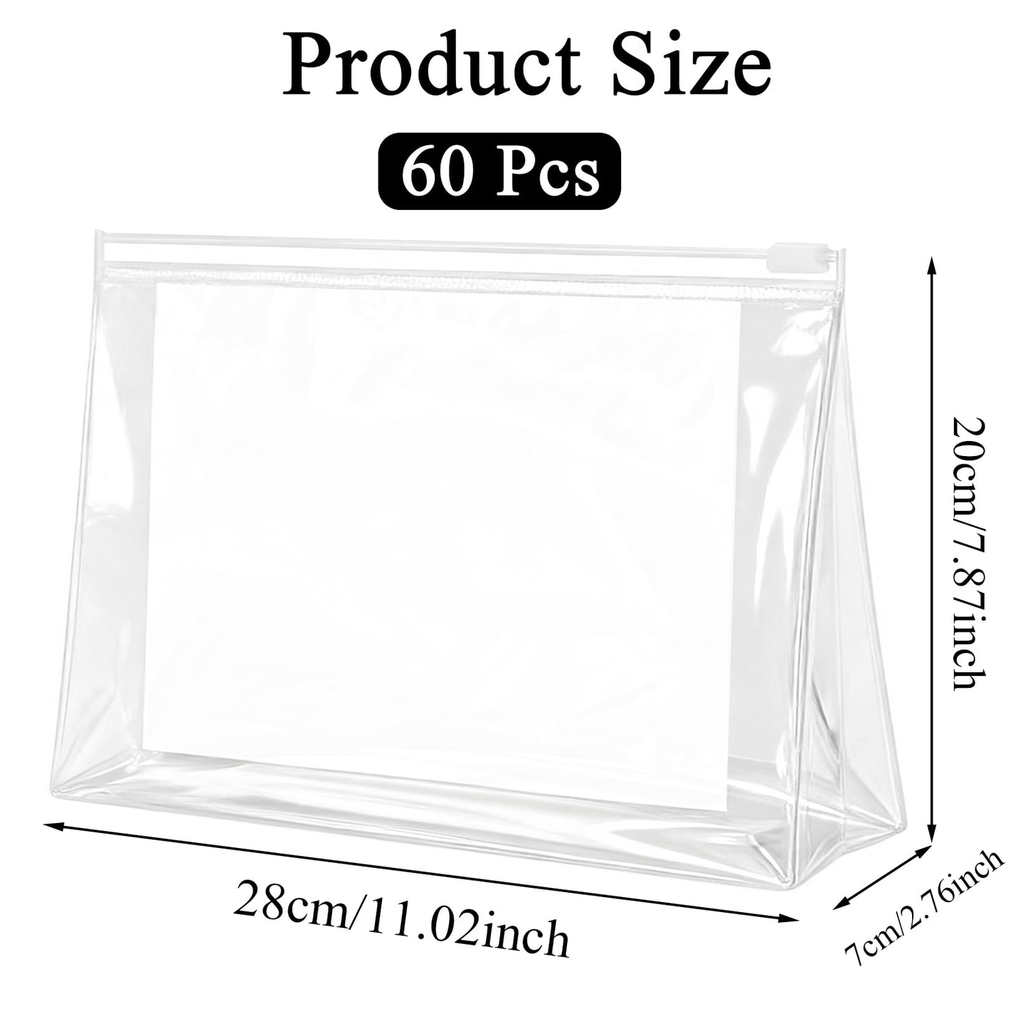YEAJOIN 60 Pieces Plastic Mini Clear Makeup Bag Small Clear Zipper Pouches Waterproof clear toiletry bags for traveling